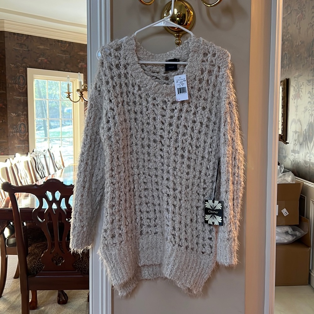 Von Maur Thick Cream Sweater with Holes